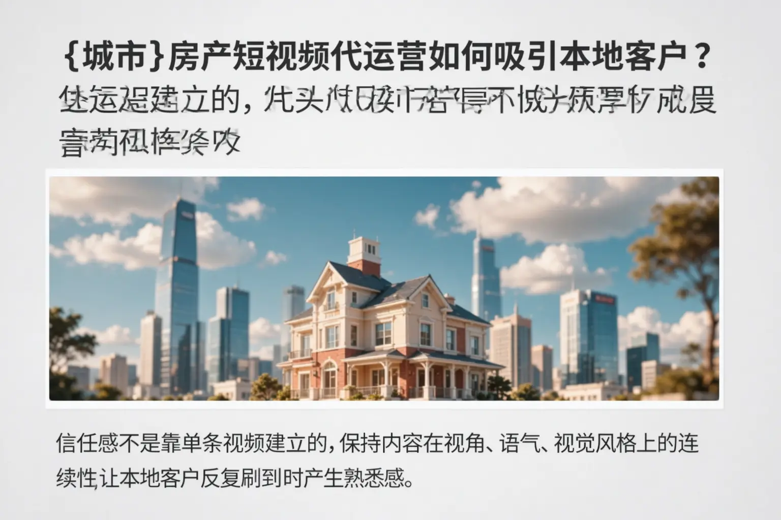 雅安房产短视频代运营如何吸引本地客户？